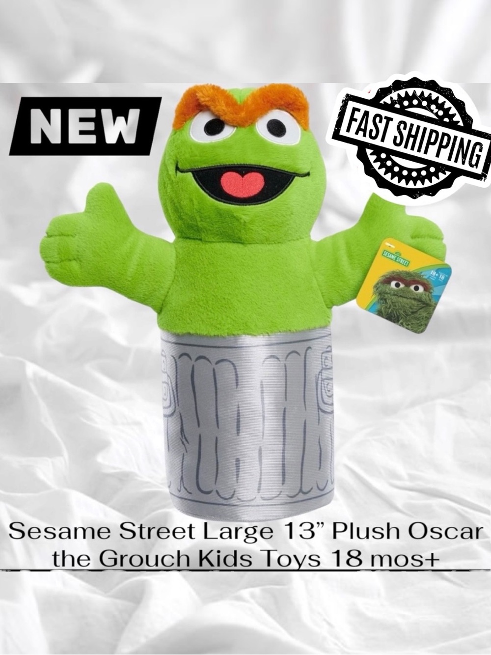 NEW Sesame Street Large 13” Plush Oscar the Grouch Kids Toys 18mo+ FAST SHIPPING
